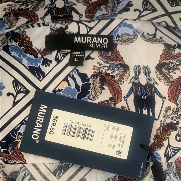 Men's Blue and White Patterned Shirt - Picture 2 of 4